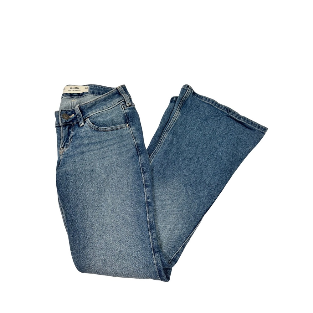 Hollister Ultra Low Rise Flare Jeans W24 Short Light Wash Y2K Bell Bottom Denim - Picture 5 of 10